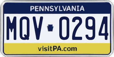 PA license plate MQV0294