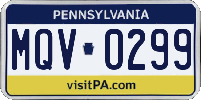 PA license plate MQV0299