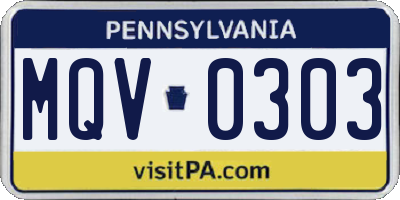 PA license plate MQV0303