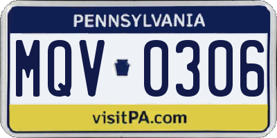 PA license plate MQV0306