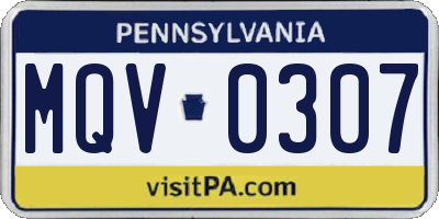 PA license plate MQV0307
