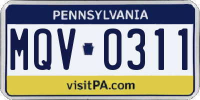 PA license plate MQV0311