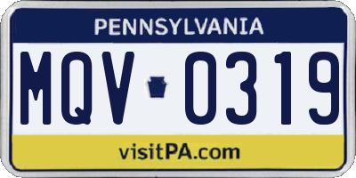 PA license plate MQV0319