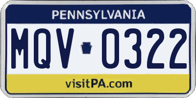 PA license plate MQV0322