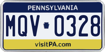 PA license plate MQV0328