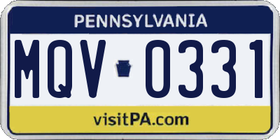 PA license plate MQV0331