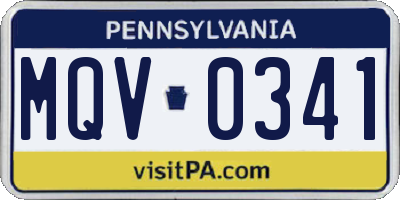 PA license plate MQV0341