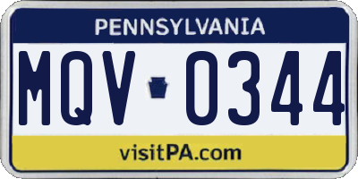 PA license plate MQV0344