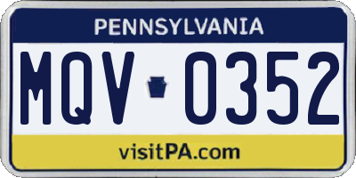 PA license plate MQV0352