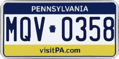 PA license plate MQV0358