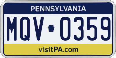 PA license plate MQV0359