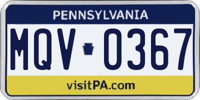 PA license plate MQV0367