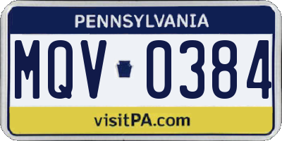PA license plate MQV0384