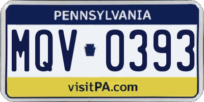 PA license plate MQV0393