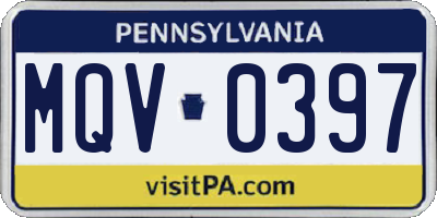 PA license plate MQV0397