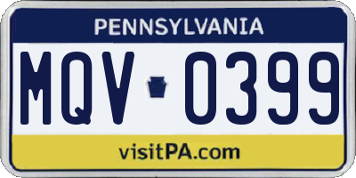 PA license plate MQV0399