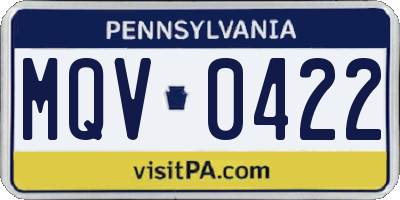 PA license plate MQV0422