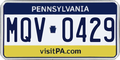 PA license plate MQV0429