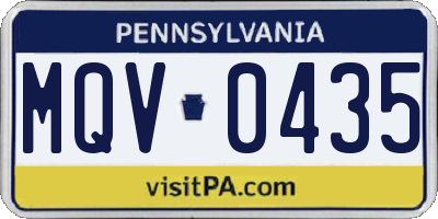 PA license plate MQV0435