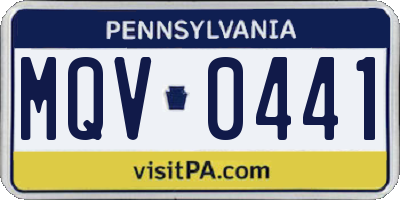 PA license plate MQV0441