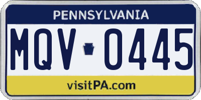 PA license plate MQV0445