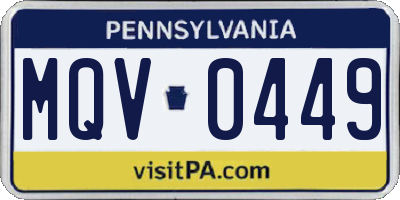 PA license plate MQV0449