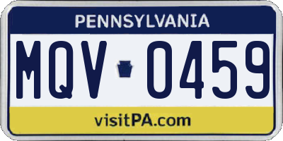 PA license plate MQV0459