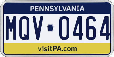 PA license plate MQV0464