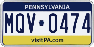 PA license plate MQV0474