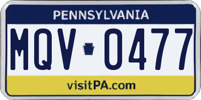 PA license plate MQV0477
