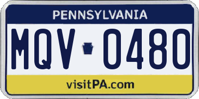 PA license plate MQV0480