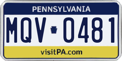 PA license plate MQV0481