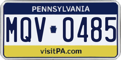 PA license plate MQV0485