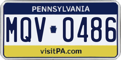 PA license plate MQV0486