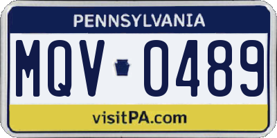 PA license plate MQV0489