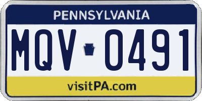 PA license plate MQV0491