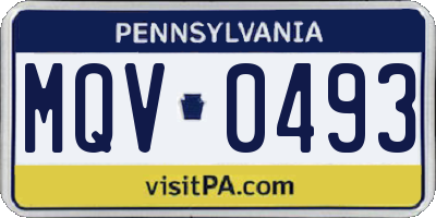 PA license plate MQV0493