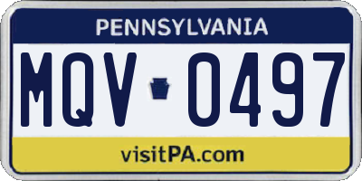 PA license plate MQV0497
