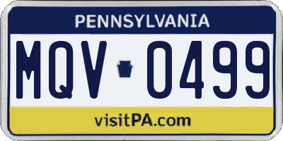 PA license plate MQV0499