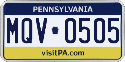 PA license plate MQV0505