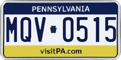PA license plate MQV0515