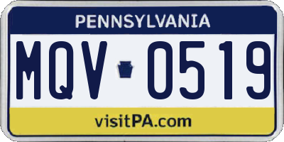 PA license plate MQV0519