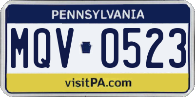 PA license plate MQV0523