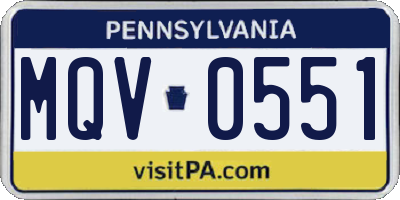 PA license plate MQV0551