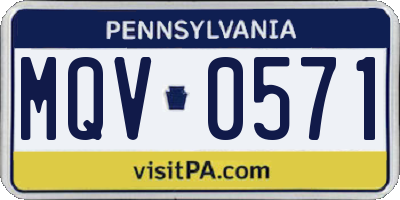 PA license plate MQV0571