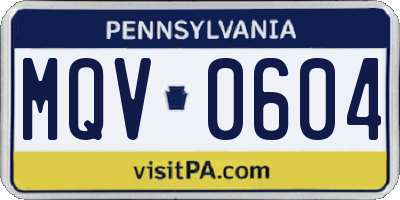 PA license plate MQV0604