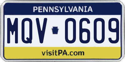 PA license plate MQV0609