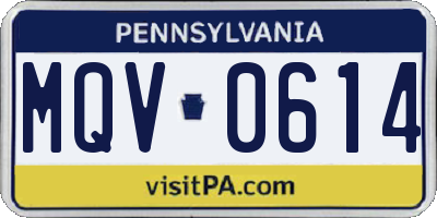 PA license plate MQV0614