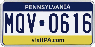 PA license plate MQV0616