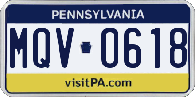 PA license plate MQV0618